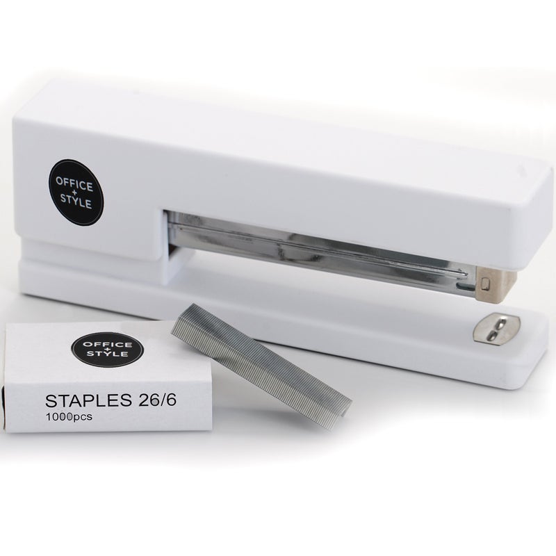 Office Style Precision Jam-Free Full Strip Non-Skid Stapler, White - Image 1